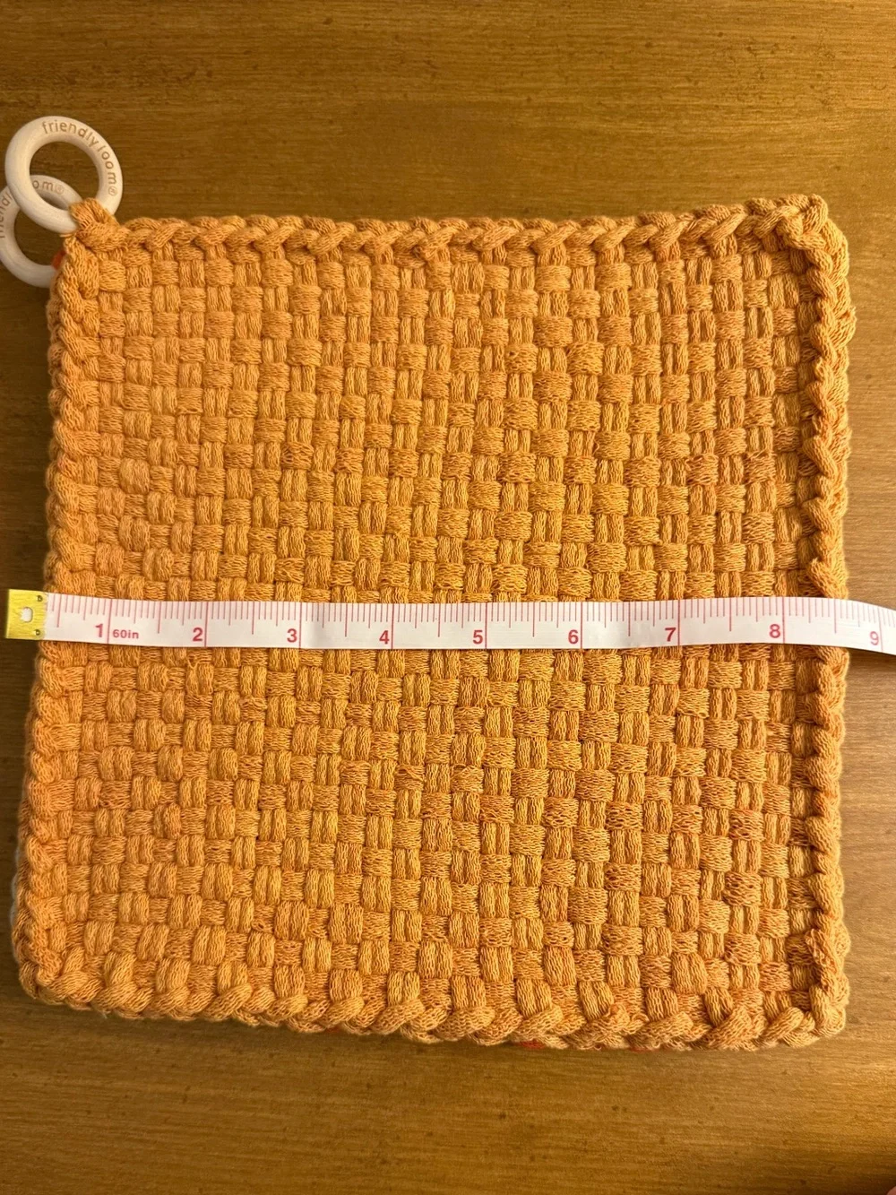 Woven Cotton Pot Holder Set in Orange and Cream
